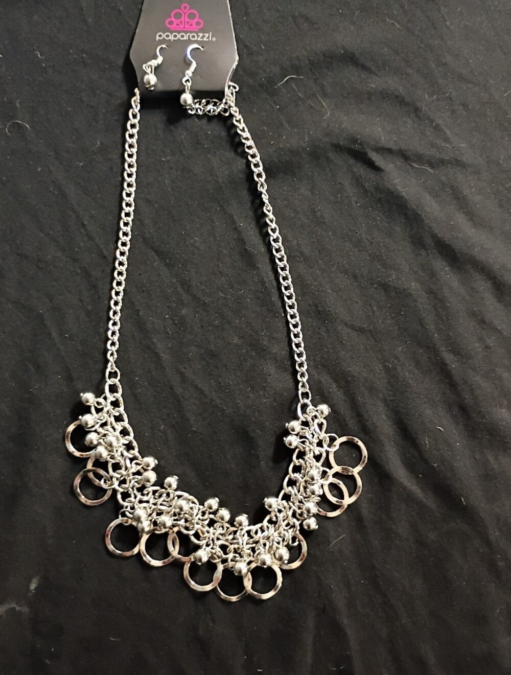 paparazzi Silver-Tone Ring & Bead Fringe Necklace